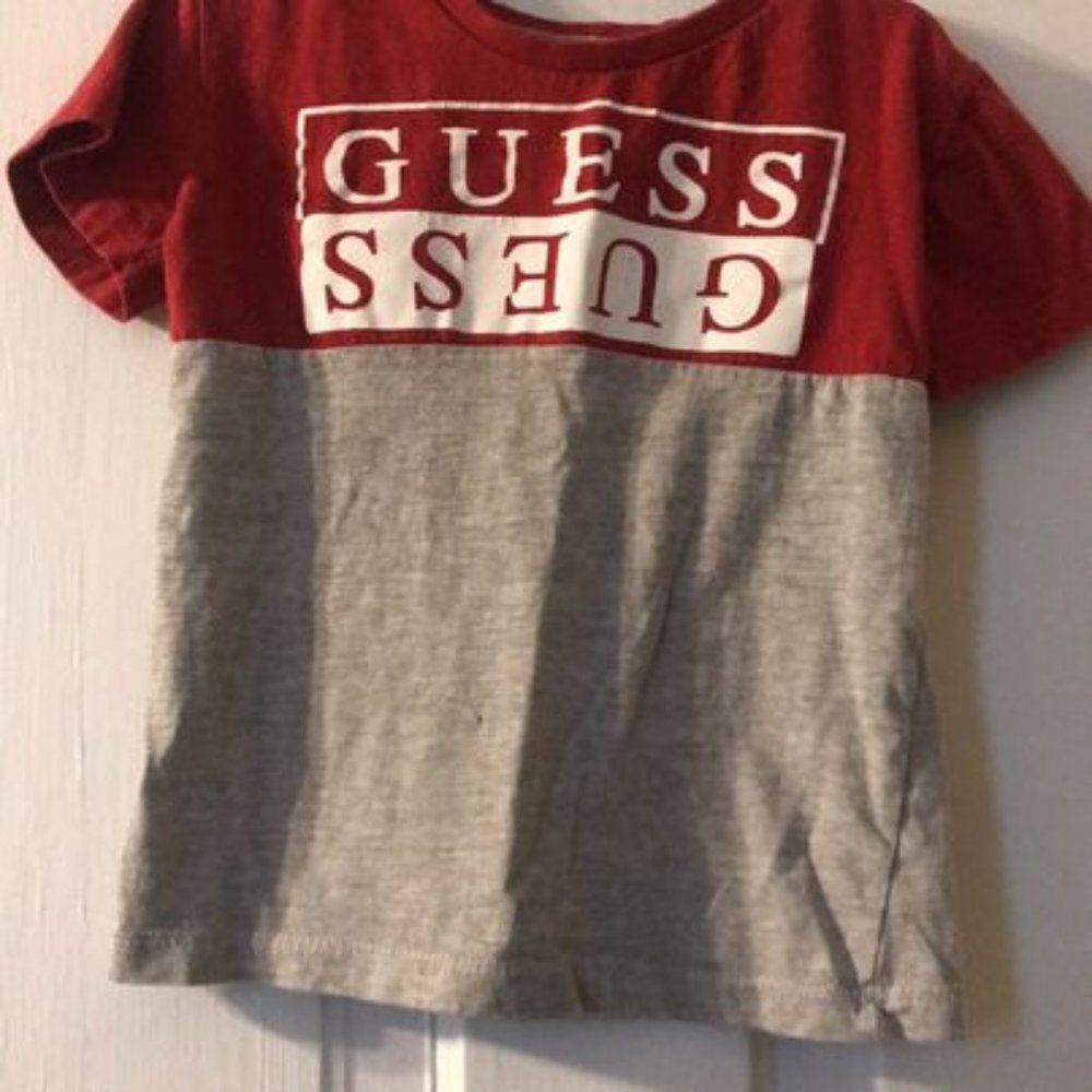 GUESS red, grey, and white t-shirt (4-5T)
